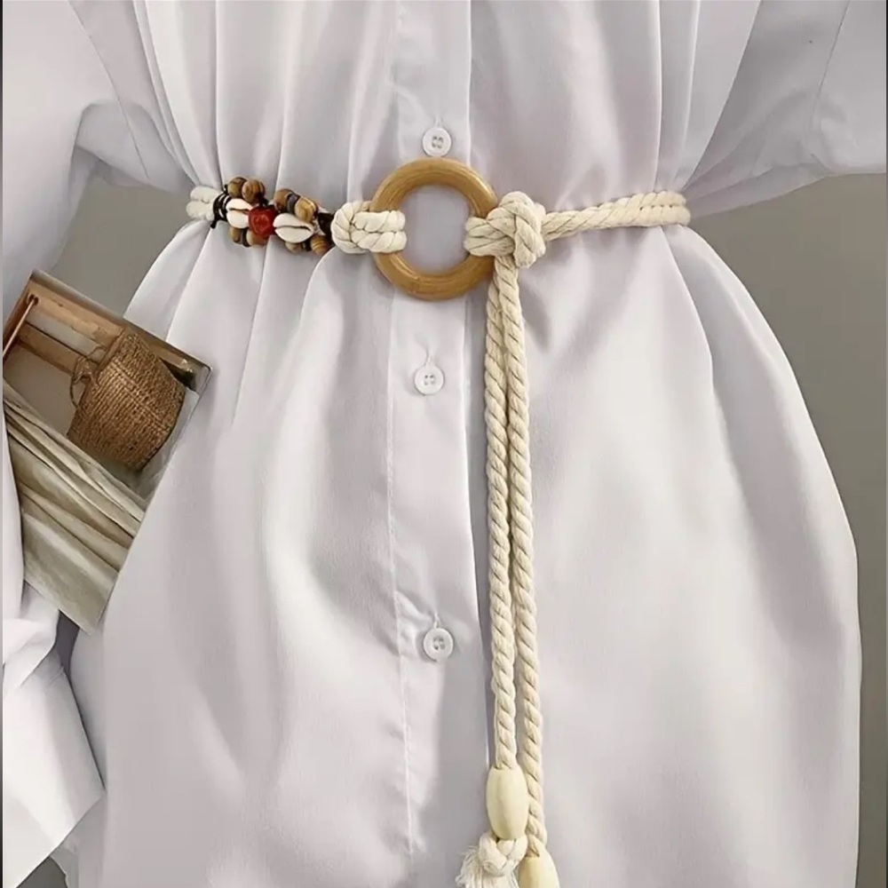 Boho Seashell Tie Belt NWT
